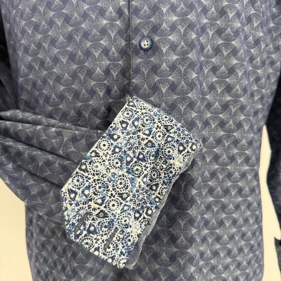 Robert Graham Woven Button Front Long Sleeve Shirt Diamante NavyAbstract Print M - Picture 7 of 8